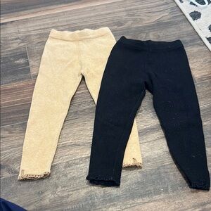 Kids Tan and Black Knit Leggings Duo